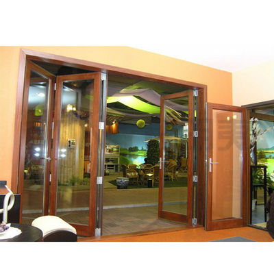 Puerta plegable de aluminio panirámico gris oscuro para oficinas