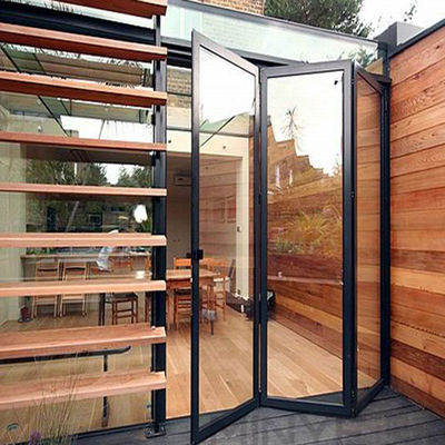 Puerta plegable de aluminio panirámico gris oscuro para oficinas