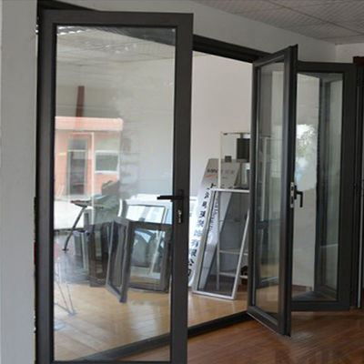 Puerta plegable de aluminio panirámico gris oscuro para oficinas