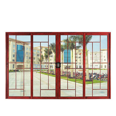 Puerta de vidrio Puertas correderas de aluminio de grano de madera con vidrio doblemente templado y buen sellado
