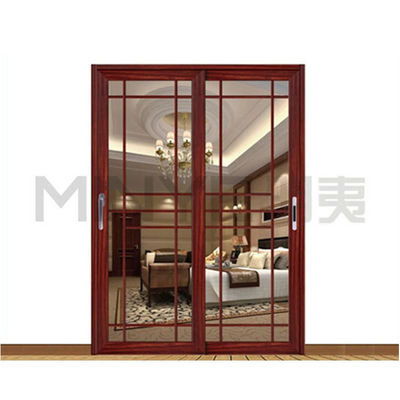 Sistema de puertas de aluminio deslizante de entrada principal de madera con estilo abierto deslizante en verde dorado