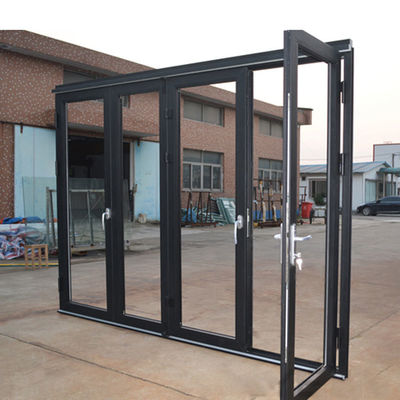 Puerta de vidrio plegable de aluminio insonorizado de Shanghai con vidrio endurecido de doble acristalamiento
