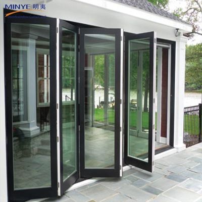 Puerta de vidrio plegable de aluminio insonorizado de Shanghai con vidrio endurecido de doble acristalamiento