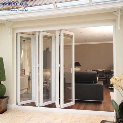 Puerta de vidrio plegable de aluminio insonorizado de Shanghai con vidrio endurecido de doble acristalamiento