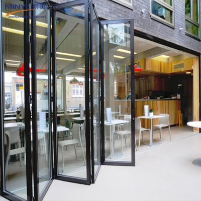 Puerta doble de cristal exterior de aleación de aluminio con revestimiento en polvo y diseño plegable