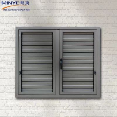 Ventana de persianas de aluminio de color de perfil personalizado con bisagras y persianas exteriores