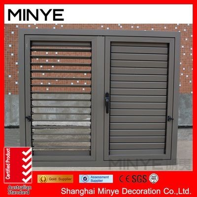 Ventana de persianas de aluminio de color de perfil personalizado con bisagras y persianas exteriores