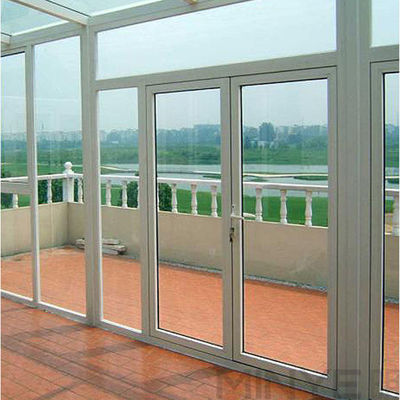 Diseño de puertas de cristal francés con perfil de PVC blanco y vidrio doble templado