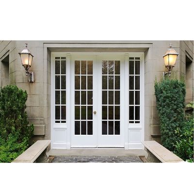 Diseño de puertas de cristal francés con perfil de PVC blanco y vidrio doble templado