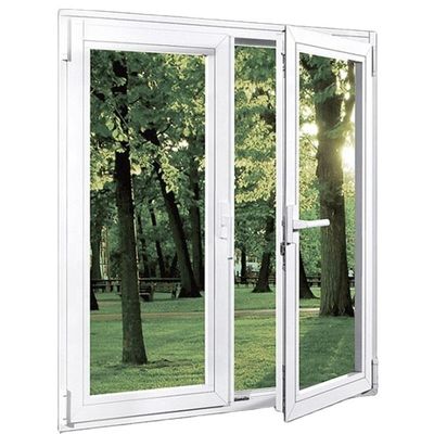 Diseño de puertas de cristal francés con perfil de PVC blanco y vidrio doble templado