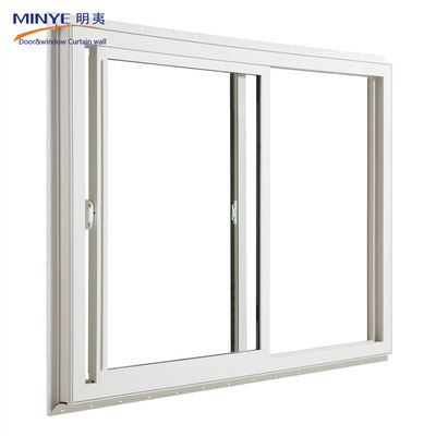 Ventana corredera de vinilo de apertura horizontal con aleta de brillo y vidrio endurecido