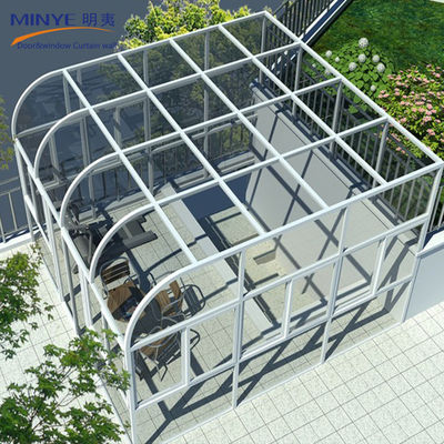 Sala de sol de vidrio Lowe de doble acristalamiento y doble templado con perfil de aluminio recubierto en polvo