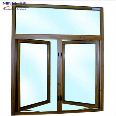 Ventana de revestimiento de aluminio anodizado de perfil de madera de doble marco con anodizador