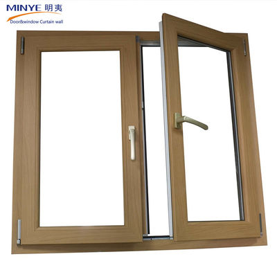 Ventana de revestimiento de aluminio anodizado de perfil de madera de doble marco con anodizador