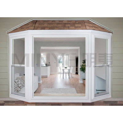 Estilo abierto de swing marrón PVC asequible de vinilo de reemplazo de ventanas con diseño de ventana de bahía