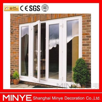 Buena estanqueidad al aire y al agua PVC/UPVC Casement Glass Puerta principal con parrillas