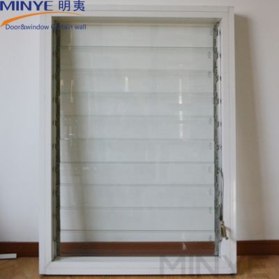 Diseño moderno de recubrimiento en polvo de aluminio de perfil manual de vidrio congelado abierto Plantas de persianas de ventana