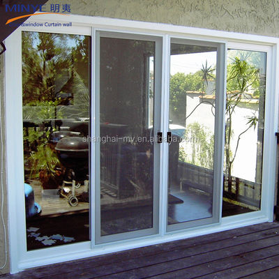 Diseño moderno exterior impermeable UPVC PVC francés puerta corredera de vidrio patio para villas