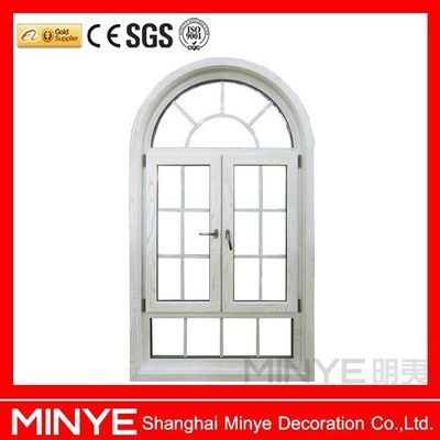 Ventana de aluminio revestido de madera con diseño de parrilla de 1,4 mm y espesor de perfil de 14 mm