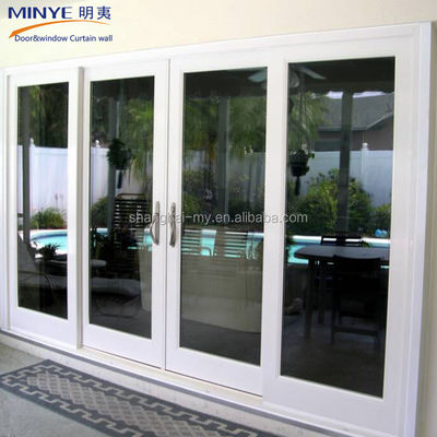 Diseño moderno exterior impermeable UPVC PVC francés puerta corredera de vidrio patio para villas