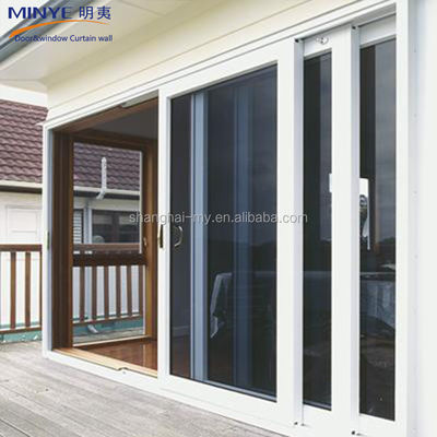 Diseño moderno exterior impermeable UPVC PVC francés puerta corredera de vidrio patio para villas