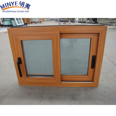 Cuadro de plástico insonorizado UPVC/PVC Ventanas correderas con doble acristalamiento en color madera