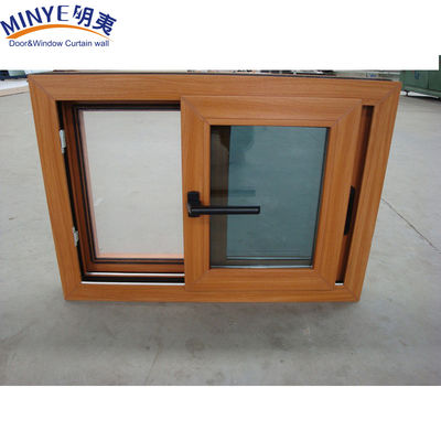 Cuadro de plástico insonorizado UPVC/PVC Ventanas correderas con doble acristalamiento en color madera