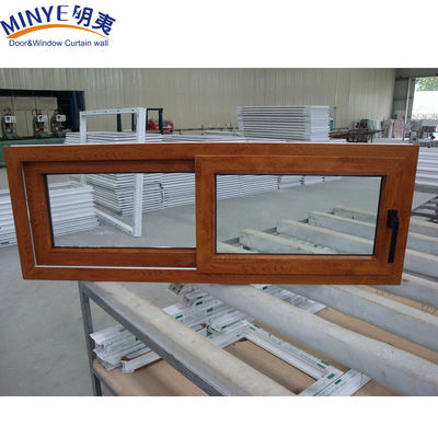 Cuadro de plástico insonorizado UPVC/PVC Ventanas correderas con doble acristalamiento en color madera