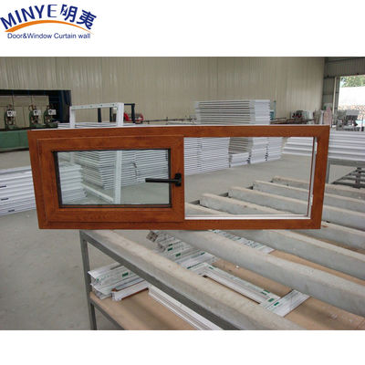 Cuadro de plástico insonorizado UPVC/PVC Ventanas correderas con doble acristalamiento en color madera
