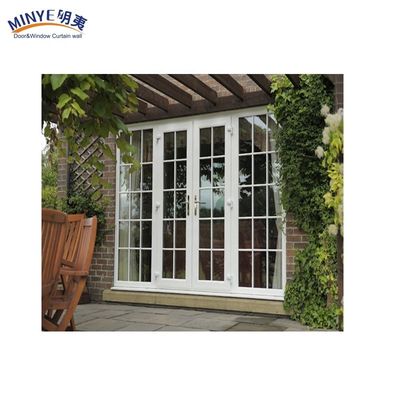 Puerta de entrada de vidrio doble de PVC y UPVC de jardín moderno en color de madera natural con materiales