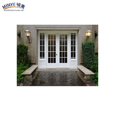 Puerta de entrada de vidrio doble de PVC y UPVC de jardín moderno en color de madera natural con materiales