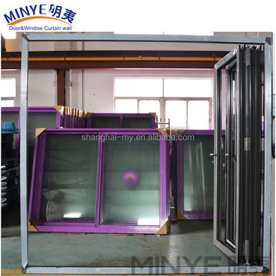 Estilo de diseño moderno Tamaño personalizado Puerta de la ventana de la parrilla de hierro Diseños / Puerta plegable de vidrio