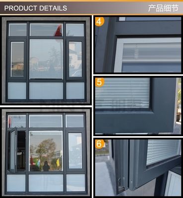 Estilo de diseño de tiras de goma EPDM Moderno Cuadro de aluminio Casement Ventana Ventana de imagen