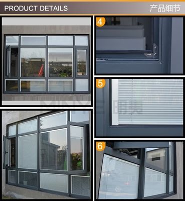 Estilo de diseño de tiras de goma EPDM Moderno Cuadro de aluminio Casement Ventana Ventana de imagen