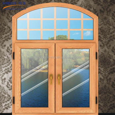 Color de perfil personalizado Cuadro de aleación de aluminio Ventanas curvas con diseño redondo superior
