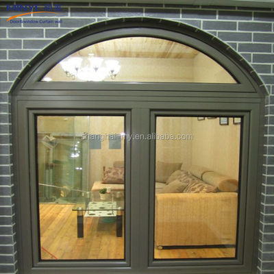 Color de perfil personalizado Cuadro de aleación de aluminio Ventanas curvas con diseño redondo superior