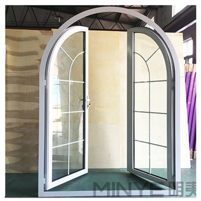 Revestimiento de potencia de la parte superior redonda francesa Arcada exterior patio Casement Puertas de vidrio en cualquier color