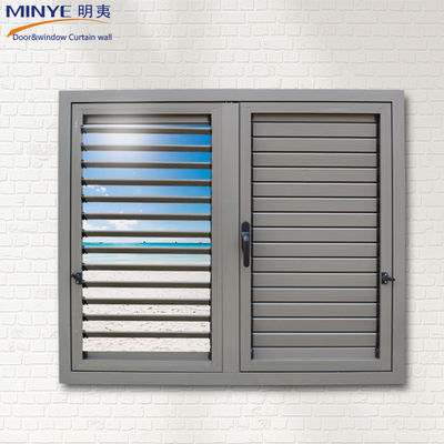 Ventana de aluminio de carcasa de rendimiento duradero de apertura vertical con persiana de mango