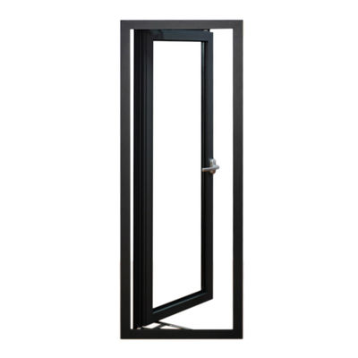 Puerta de bisagra de vidrio de entrada frontal con hardware chino y aleación de aluminio