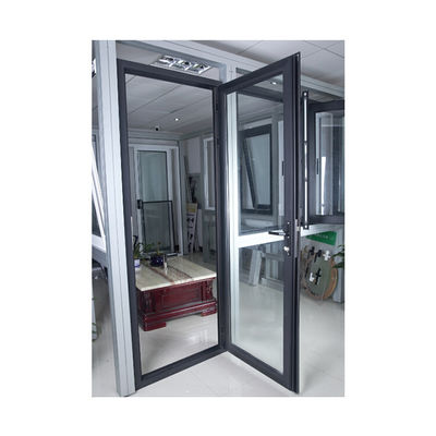 Puerta de bisagra de vidrio de entrada frontal con hardware chino y aleación de aluminio
