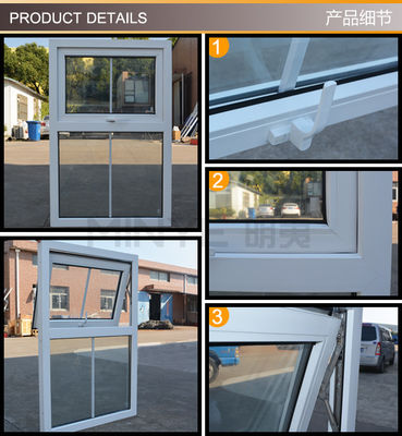 Marco de UPVC y estilo de diseño moderno Ventana de toldo de vidrio doble templado en color blanco