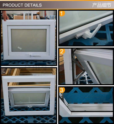 Marco de UPVC y estilo de diseño moderno Ventana de toldo de vidrio doble templado en color blanco
