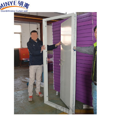 Puerta de seguridad de acero exterior antifraude con perfil de vidrio de hierro espesor 0,6 mm 2,0 mm