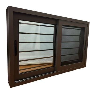 Ventana corredera de aluminio resistente al agua de ahorro de energía con vigas de seguridad y diseño de rejilla