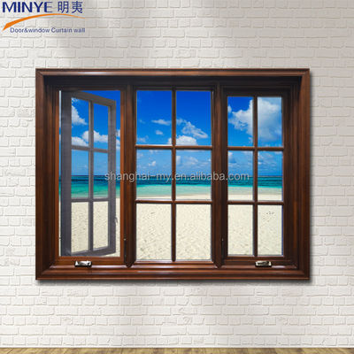 Ventanas de madera de aluminio de MINYE con vidrio templado y personalizable incluido
