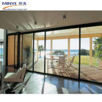 Estilo de diseño francés Puertas de ventanas de doble acristalamiento en 4 pistas Puerta corredera Sistema comercial