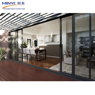 Estilo de diseño francés Puertas de ventanas de doble acristalamiento en 4 pistas Puerta corredera Sistema comercial