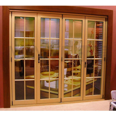 Aislamiento acústico de puertas plegables de aluminio de 30-40DB Diseño para el exterior de la casa de las rejillas
