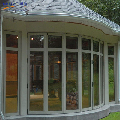 Porte corredera de vidrio plegable de perfil de aluminio en superficie terminada para tamaño personalizado