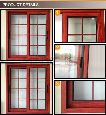 Diseño de parrilla de ventana corredera de aluminio de vidrio de seguridad doble templado con recubrimiento en polvo